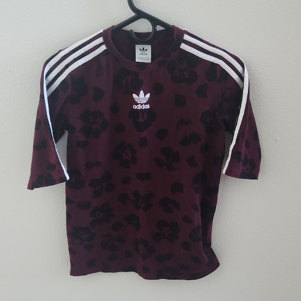 Adidas Maroon Leopard Print Tee